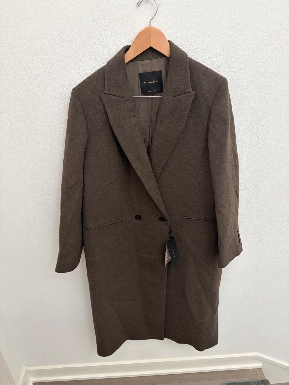 Massimo Dutti women’s Wool Dark Brown Double-Breasted Pea Coat Small